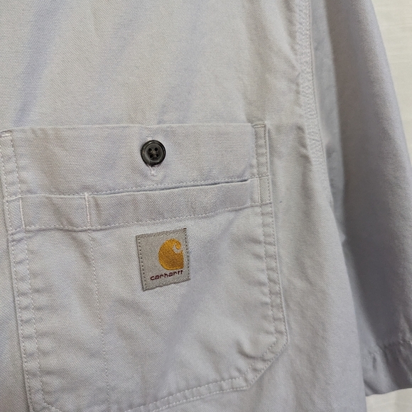 Carhartt men's rugged flex cotton button down shirt size L in light grey - Picture 2 of 6